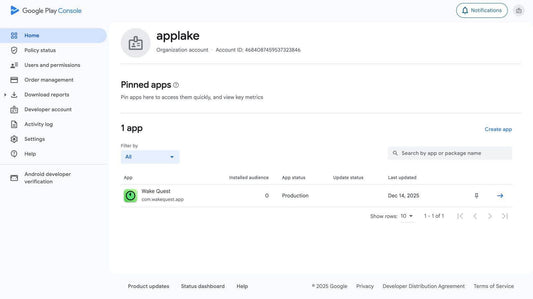 Google Play Console organization 2025