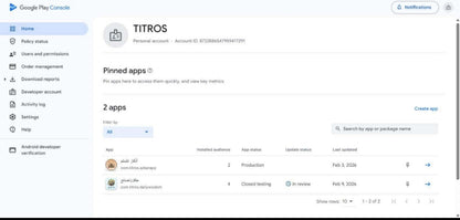 Google Play Console 2026 with app